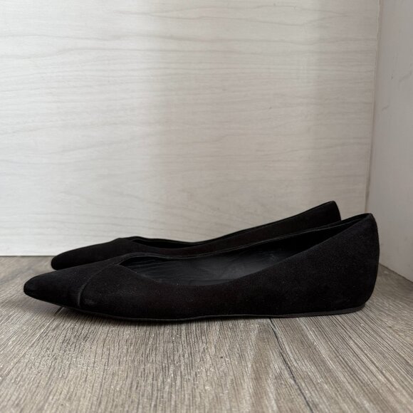 Theory Black Suede Pointed-Toe Flats 38.5/8.5 - Picture 1 of 6